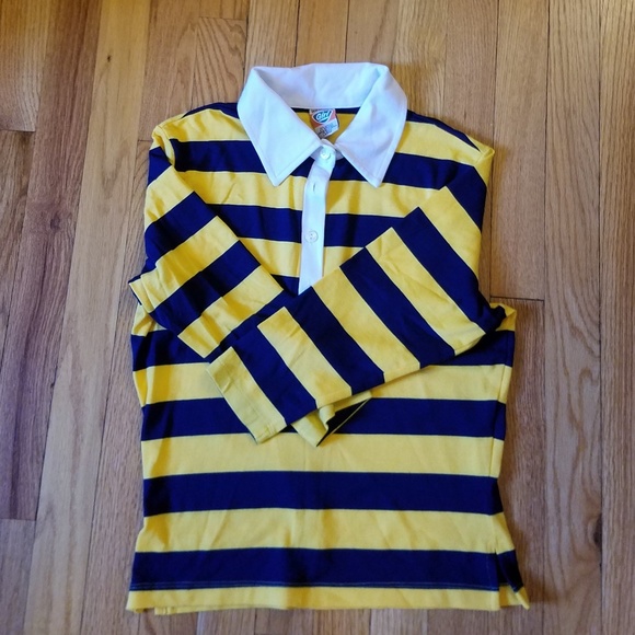 Weaver Girl EUC Rugby Shirt blue and gold - Picture 1 of 3
